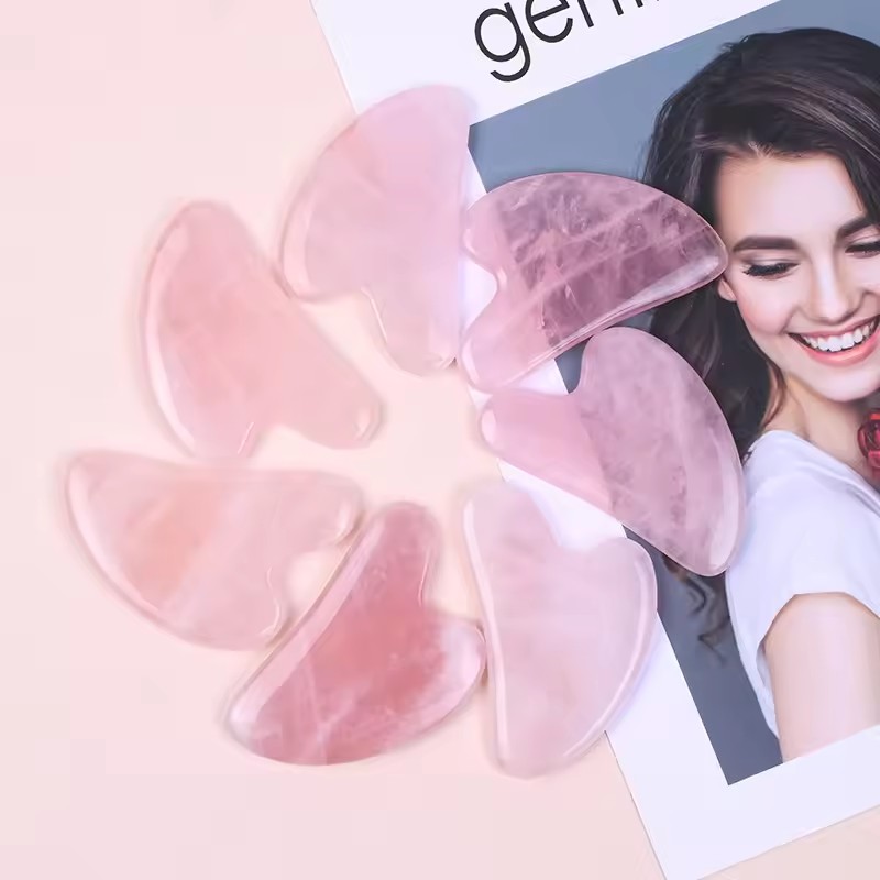 5Pcs Pink Natural Jade Rose Qu - Gua Sha Tool Rose Quartz ulasan dan harga
